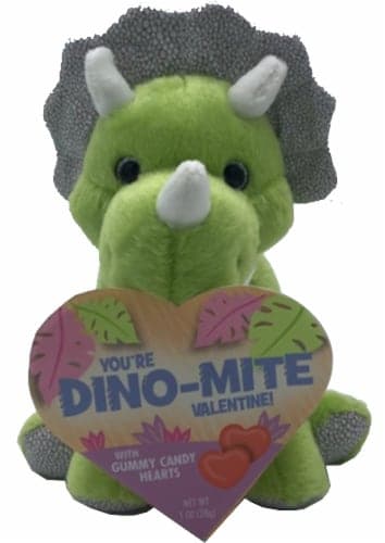 Frankford Dinosaur Plush With Gummy Heart Box Valentine Candy