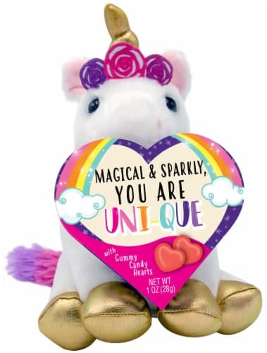 Frankford Unicorn Plush With Gummy Candy Heart Box Valentine