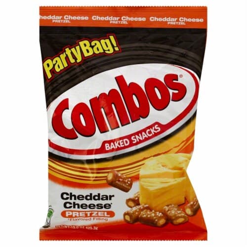 Combos Cheddar Cheese Pretzel Baked Snacks, 15-Ounce Bag