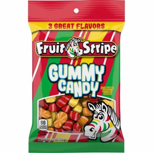 Fruit Stripe 6038558 Lemon, Cherry & Tangerine Gummy Candy 