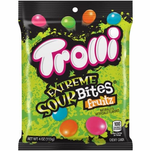 Trolli Candy, Chewy, Extreme Sour Bites, Fruitz