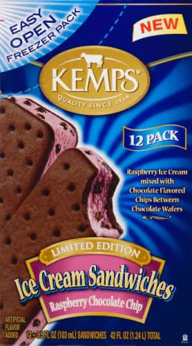 Kemps Ice Cream Sandwiches, Raspberry Chocolate Chip