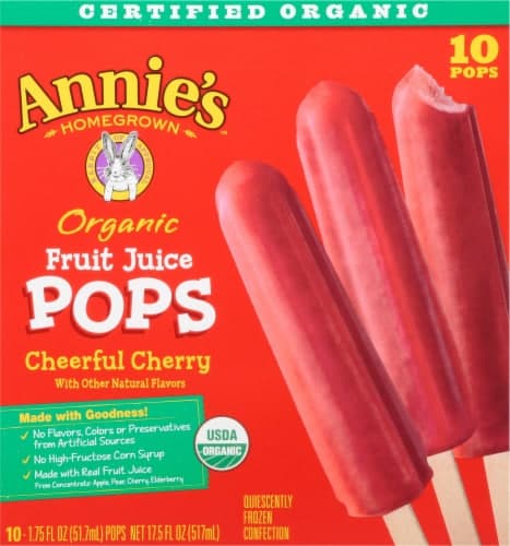 Annie'S Organic  Fruit Juice Pops Cheerful Cherry
