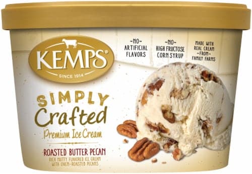 Kemps Simply Crafted Premium Brownie Roasted Butter Pecan Ice Cream Tub