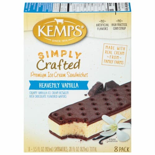 Kemps Ice Cream Sandwiches, Premium, Heavenly Vanilla