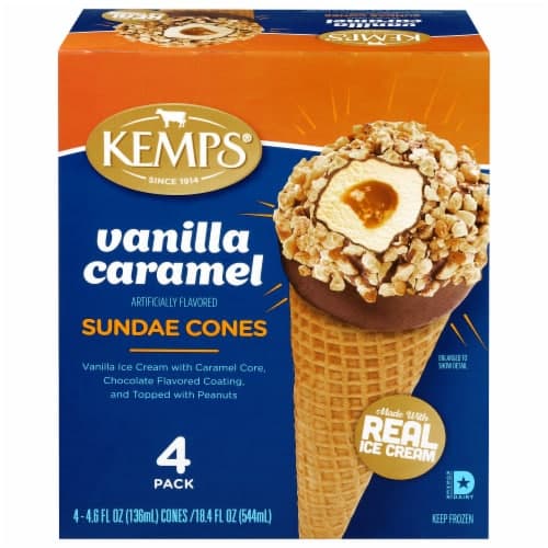 Kemps Sundae Vanilla Caramel Ice Cream Cones