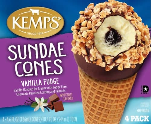 Kemps Sundae Vanilla Fudge Ice Cream Cones