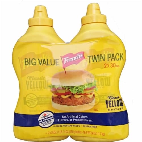 French'S Classic 100% Natural Yellow Mustard Pack Of 2 Bottles