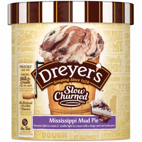 Edys Slow Churned Ice Cream, Light, Mississippi Mud Pie
