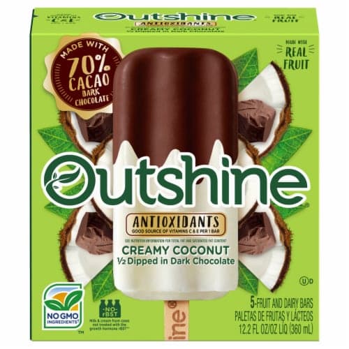 Outshine Half Dipped In Dark Chocolate Creamy Coconut Fruit And Dairy Bars
