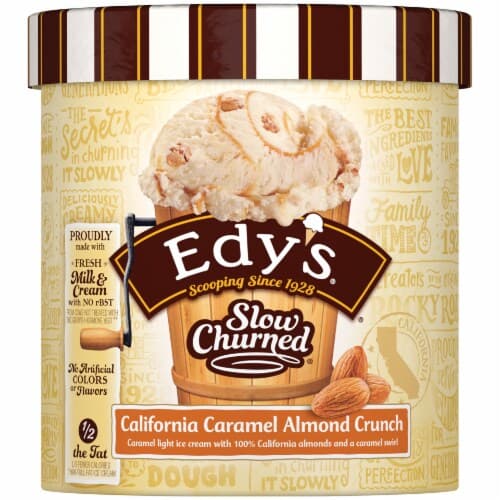 Edys Slow Churned Ice Cream, Light, California Caramel Almond Crunch