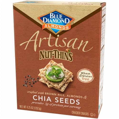 Blue Diamond Cracker Snacks, Almonds, Chia Seeds
