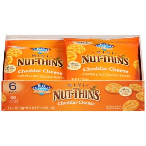Blue Diamond Nut-Thins Cracker Snacks, Almond & Rice, Cheddar Cheese, Mini
