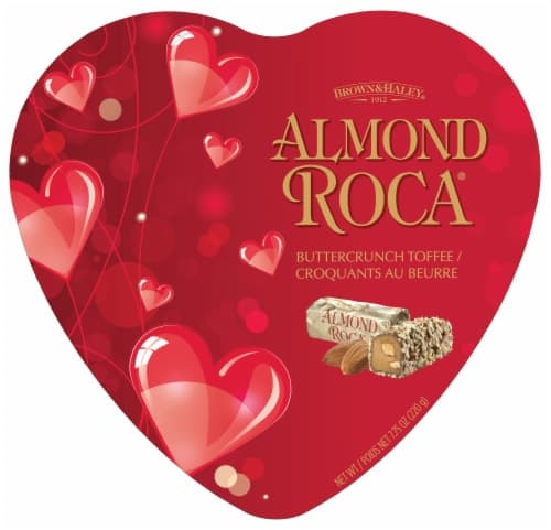 Brown & Haley Almond Roca Buttercrunch Toffee In Heart Shaped Box Valentine Candy
