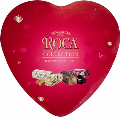 Brown & Haley Roca Collection Buttercrunch Toffee In Heart Shaped Box Valentine Candy