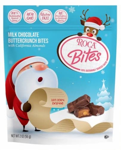 Brown & Haley Roca Bites Milk Chocolate Buttercrunch Toffee Holiday Candy Bag