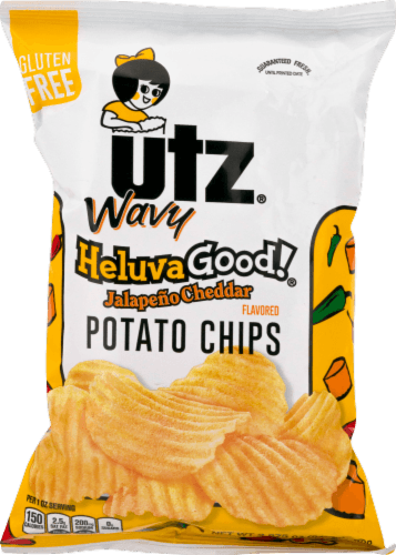 Utz Heluva Good! Potato Chips, Wavy, Jalapeno Cheddar Flavored