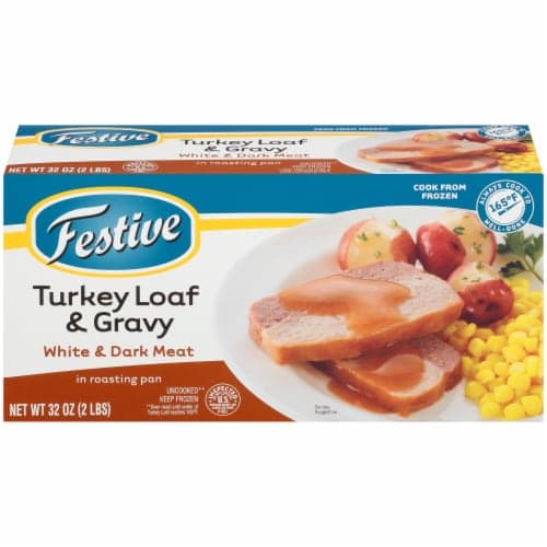 Festive White & Dark Meat Turkey Loaf & Gravy In Roasting Pan