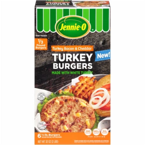 Jennie O Turkey Burgers, Turkey Bacon & Cheddar, B
