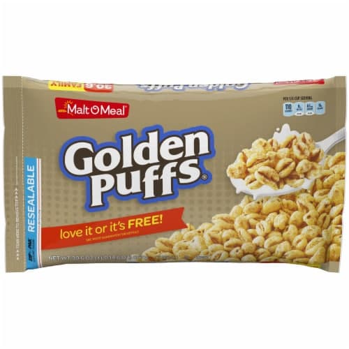 Malt-O-Meal Golden Puffs Cereal. Zip-Pak