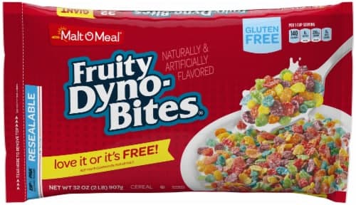 Malt O Meal Fruity Dyno Bites Cereal. Zip Pak