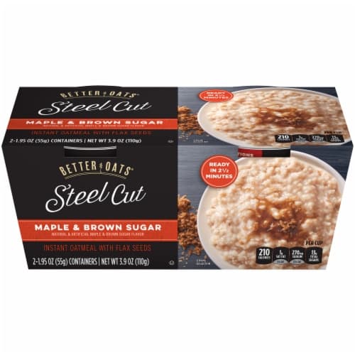 Better Oats Steel Cut Maple & Brown Sugar Instant Oatmeal With Flax Seeds 2-. Containers
