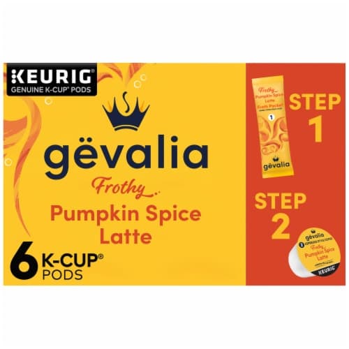 Gevalia Frothy 2-Step Pumpkin Spice Latte Espresso K-Cup Coffee Pods & Froth Packets Kit