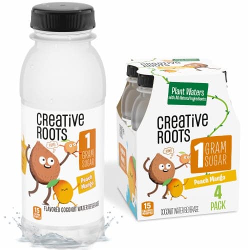 Creative Roots Peach Mango Coconut Kids Water Beverage Bottles