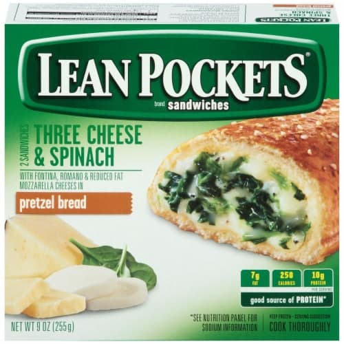 Lean Pockets Sandwiches, Pretzel Bread, Three Cheese & Spinach