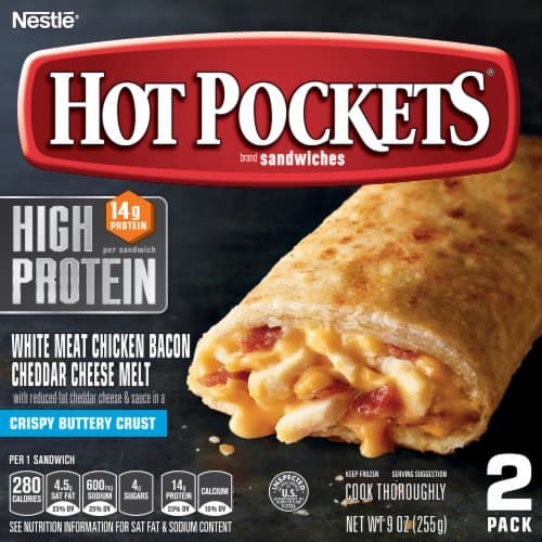 Hot Pockets High Protein White Meat Chicken Bacon Cheddar Cheese Melt  Sandwiches