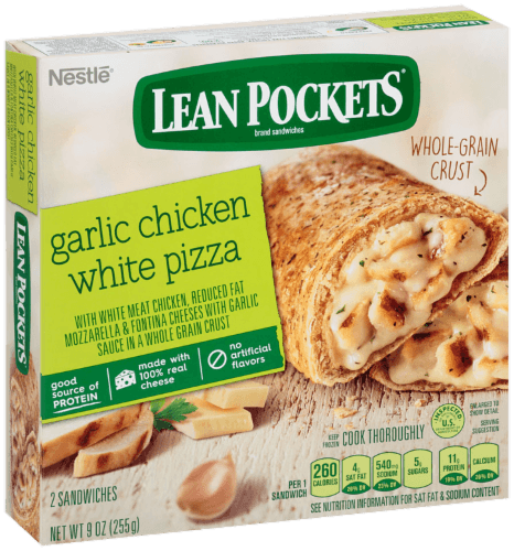 Lean Pockets Sandwiches, Whole Grain Crust, Garlic Chicken White Pizza