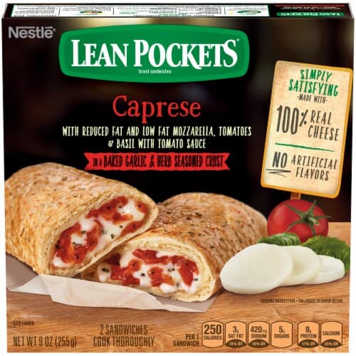Lean Pockets Caprese  Sandwiches – Delicious Tomato, Basil And Mozzarella Snack Sandwiches With Garlic And Herb Crust, No Artificial Flavors And 250 Calories Per