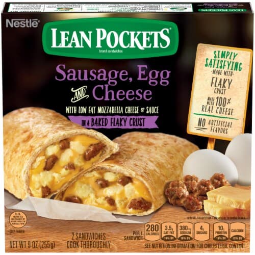 Lean Pockets Sandwiches, In A Baked Flaky Crust, Sausage, Egg And Cheese