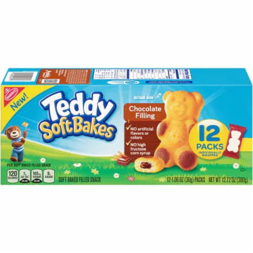 Teddy Grahams Soft Bakes Filled Snack, Soft Baked, Chocolate Filling