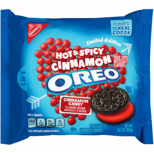 Oreo Cookies, Sandwich, Chocolate, Hot & Spicy Cinnamon Flavor Creme