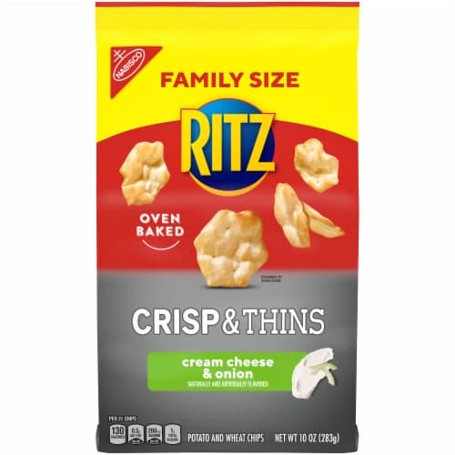 Ritz Potato And Wheat Chips, Crip & Thins, Cream Cheese & Onion, Family Size!