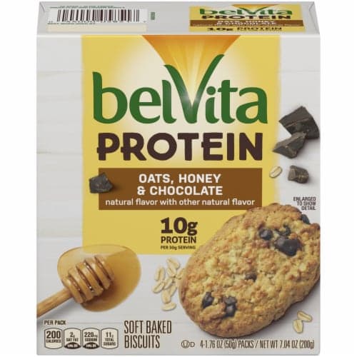 Belvita Biscuits, Soft Baked, Protein, Oats, Honey & Chocolate