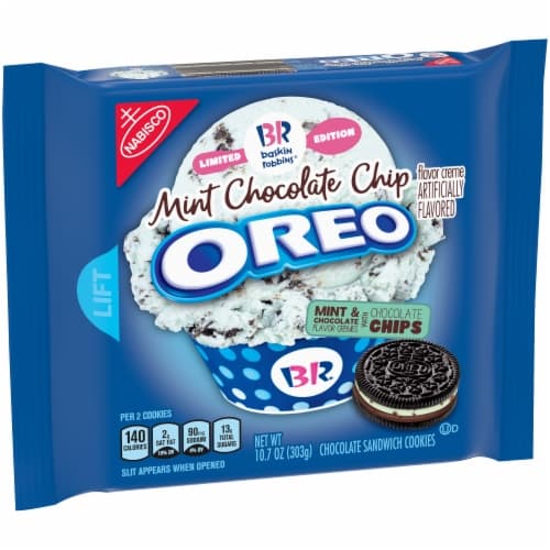 Nabisco Oreo Baskin Robbins Mint Chocolate Chip Chocolate Sandwich Cookies