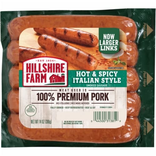Hillshire Farm Sausage, Smoked, Hot & Spicy Italian Style