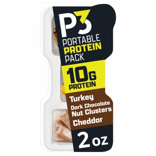 P3 Portable Protein Snack Pack With Dark Chocolate Almond Clusters Turkey & Cheddar Tray