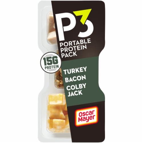 P3 Turkey, Bacon & Colby Jack Cheese Protein Snack Pack, Tray