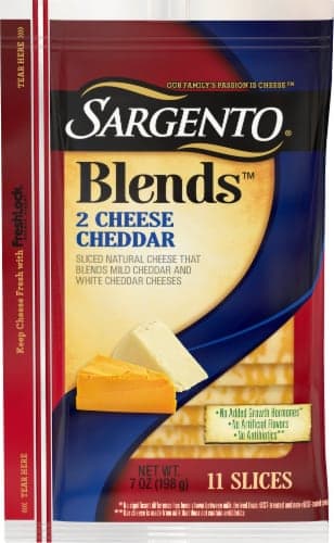 Sargento Blends Cheese, 2 Cheese Cheddar, Sliced