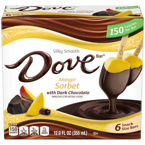 Dovebar Mango Sorbet With Dark Chocolate Snack Size Bars 