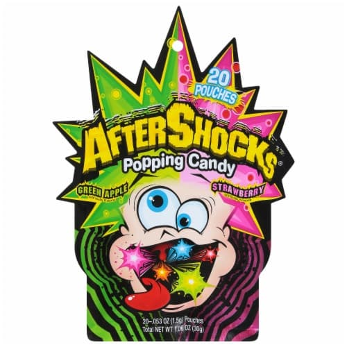 Aftershocks Green Apple & Strawberry Popping Candy Pouches