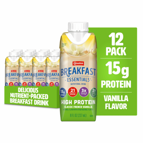 Carnation Breakfast Essentials High Protein Classic French Vanilla Nutritional Drink Cartons Multipack