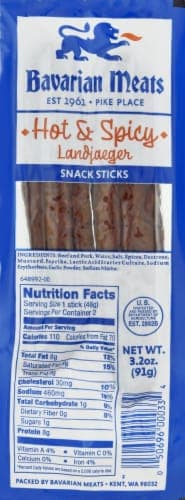 Bavarian Meats Hot & Spicy Landjaeger Snack
