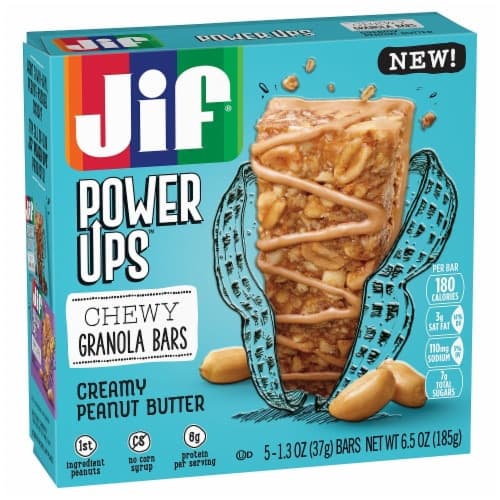Jif Power Ups Chewy Granola Bars, Creamy Peanut Butter, 1.3-Ounce Bar