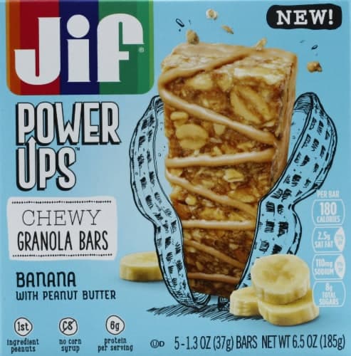 Jif Power Ups Chewy Granola Bars, Banana With Peanut Butter, 1.3-Ounce Bar