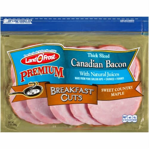 Land O'Frost Premium Breakfast Cuts Sweet Country Maple Thick Sliced Canadian Bacon. Zip-Pak