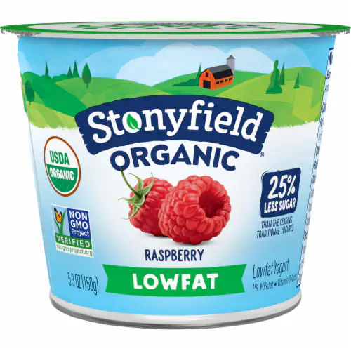 Stonyfield Organic Yogurt, Lowfat, Raspberry